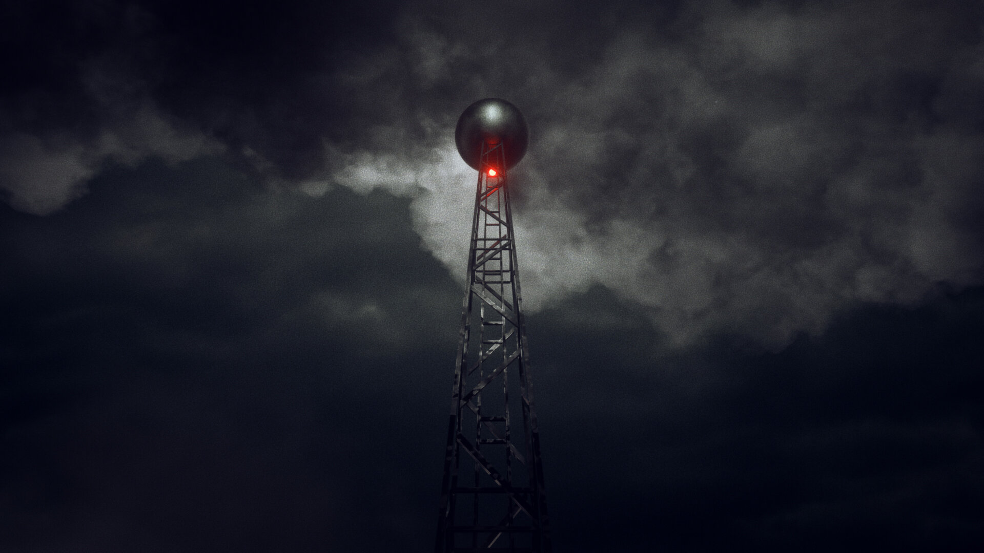 radio mast with red light at top